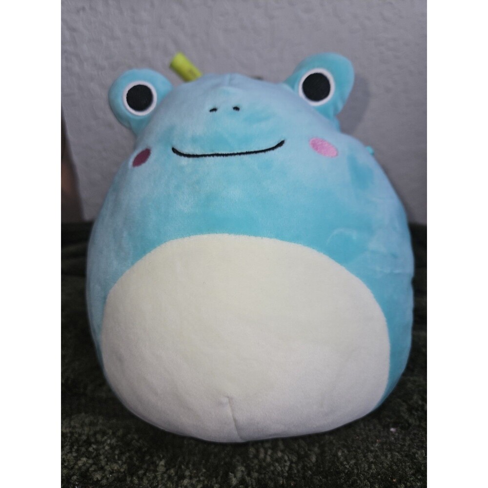 Squishmallows Blue Frog Plush 12" Pink Cheeks Kellytoy Jazwares Stuffed Animal